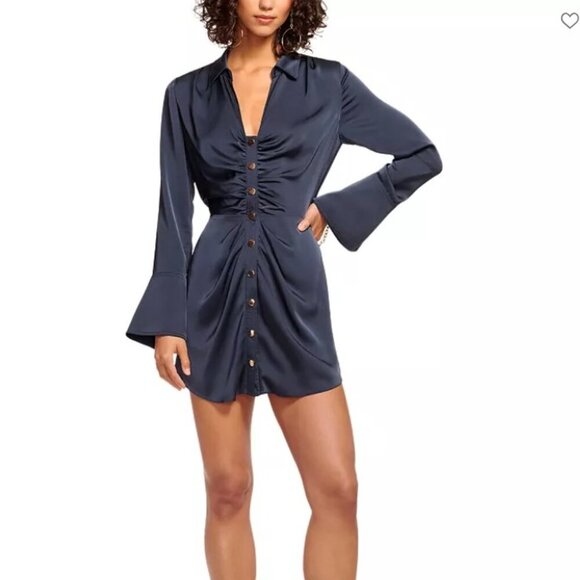 Ramy Brook Katelyn Satin Minidress | Navy | Size L | NWT MSRP: $545 - Picture 1 of 13